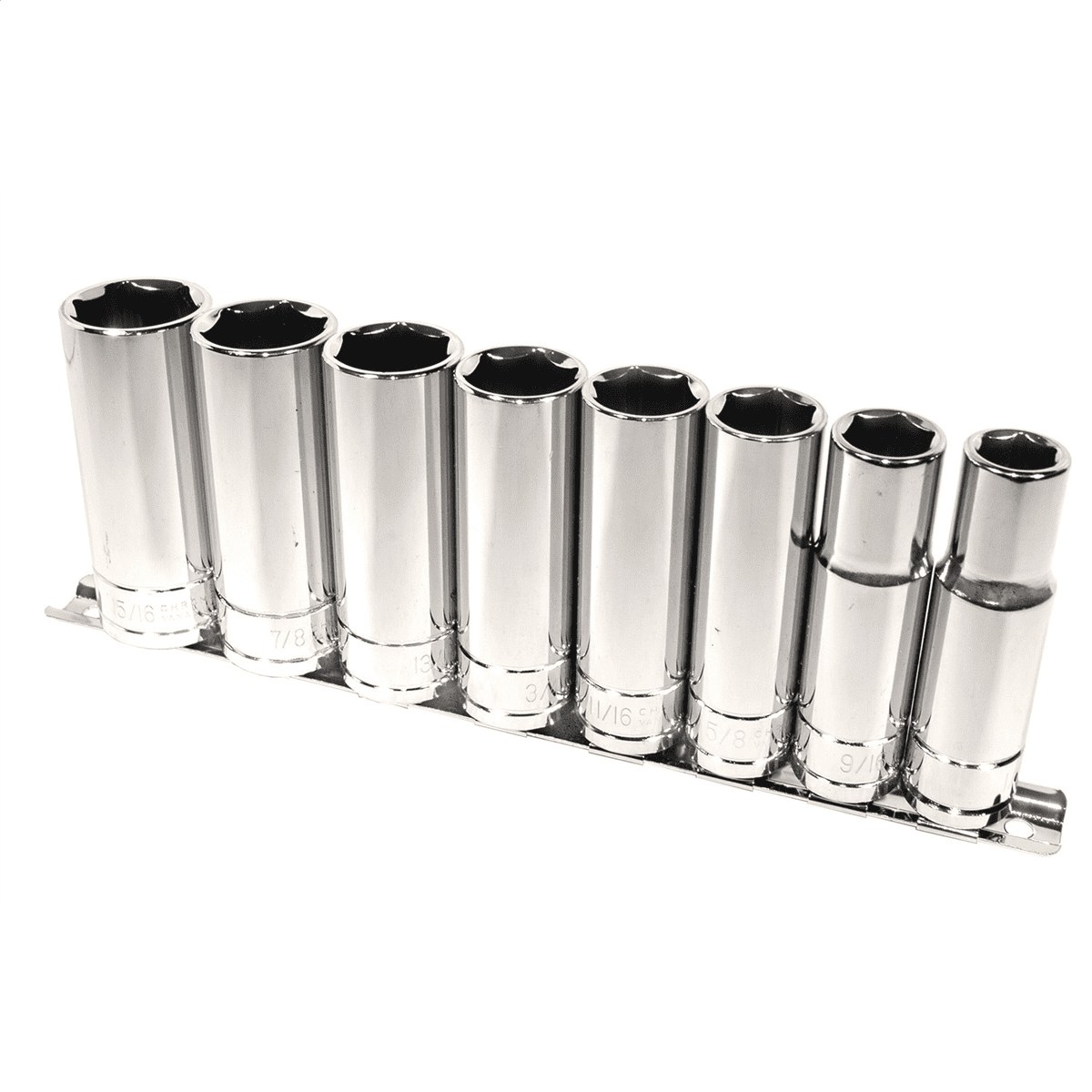 K Tool International Steckschlüssel-Set – 15-teilig, 3/20,3 Cm Antrieb, 12-Point Flach Metrisch, Auf Metallschiene