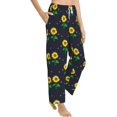 thumbnail image 3 of PISONIC Sunflowers and Dark Printed Women's Pajama Pants, Comfy Pajama Bottoms With Pockets&Drawstring, 3 of 7