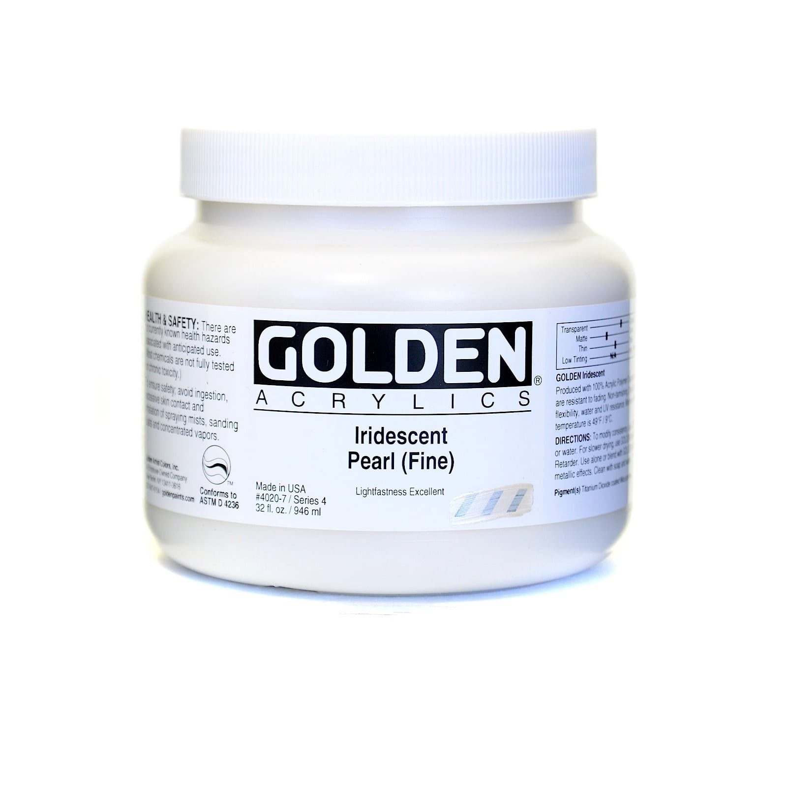 Golden Heavy Body Acrylic Paint - Iridescent Pearl (Fine), 32 oz Jar