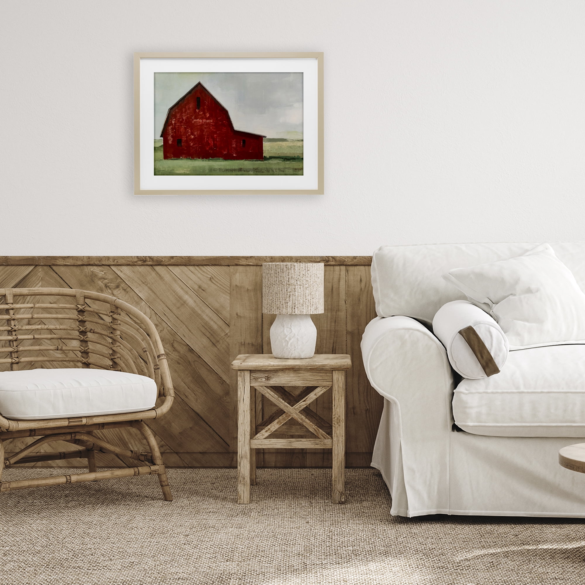 Stupell Industries Red Weathered & Wise Barn Birch Framed Print Under Glass, design by Max Maxx