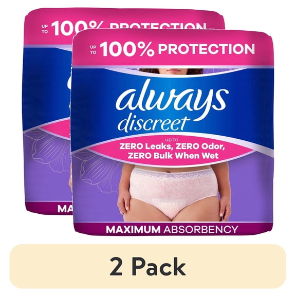 (2 pack) Always Discreet -  Adult Diapers for Women Size L, 17 Count​