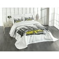 thumbnail image 3 of Ambesonne Sketchy Quilted Bedspread Set 3 Pcs, Cab in New York City, King Size, Black Taupe Yellow, 3 of 5