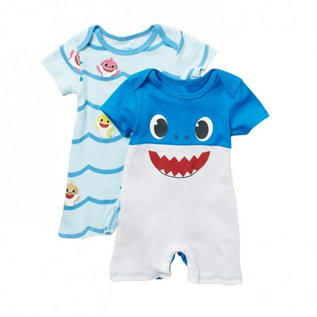 Shark Bite Blue N White Baby Romper