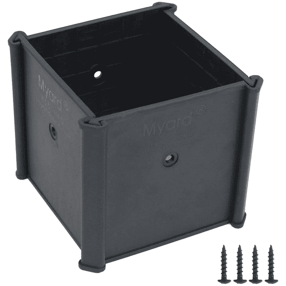 Myard Post Protectors with Screws for 4X4 Inches (Actual 3.5X3.5) Deck, Fence, Mailbox Posts Prevent Damage by Lawn Maintenance Equipment (4" X 4" X 4", Black)