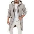 thumbnail image 2 of QHFBli Mens Trench Coat Men's Winter Wool Blend Anorak Long Hooded Overcoat with Soft Warm Comfortable Khaki L, 2 of 9