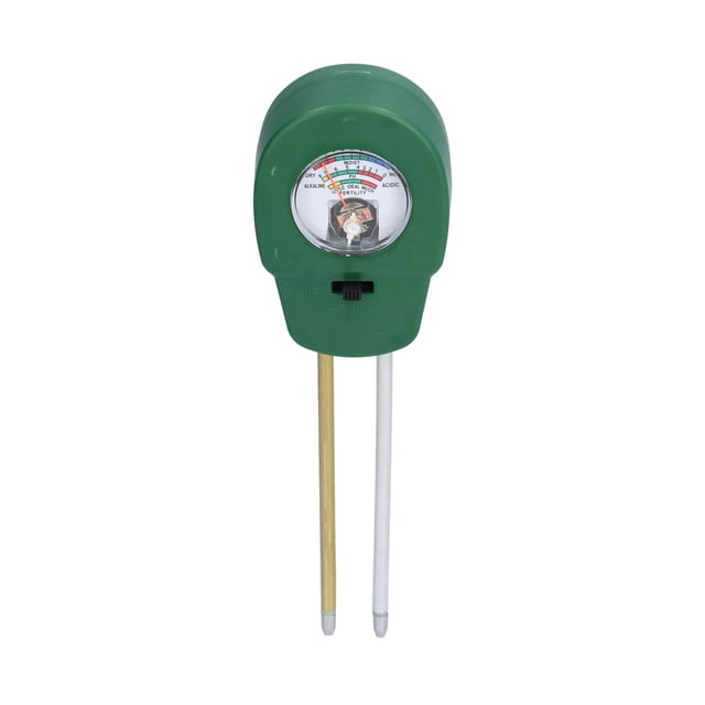 Medidor de humedad del suelo 3 en 1, 2 agujas, pH ajustable, herramienta de prueba de fertilidad para jardín, patio y exterior.
