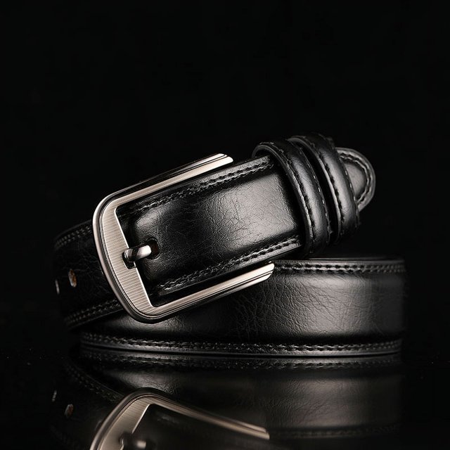 Cinturón perforado con hebilla de alfiler de piel de vaca de dos capas de una sola pieza para hombre Cinturón de negocios de cuero genuino para hombre Cinturón de pantalón para hombre