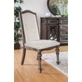 thumbnail image 3 of Dining Side Chairs Rustic Natural Tone Ivory Upholstered Seat Dining Room Set of 2pcs, 3 of 7