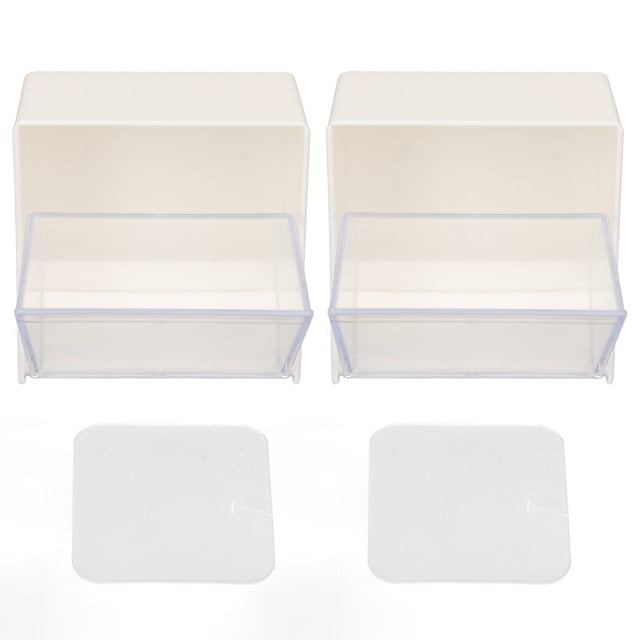 Caja de almacenamiento de escritorio, 2 uds., caja de soporte colgante con cubierta transparente sin perforaciones montada en la pared