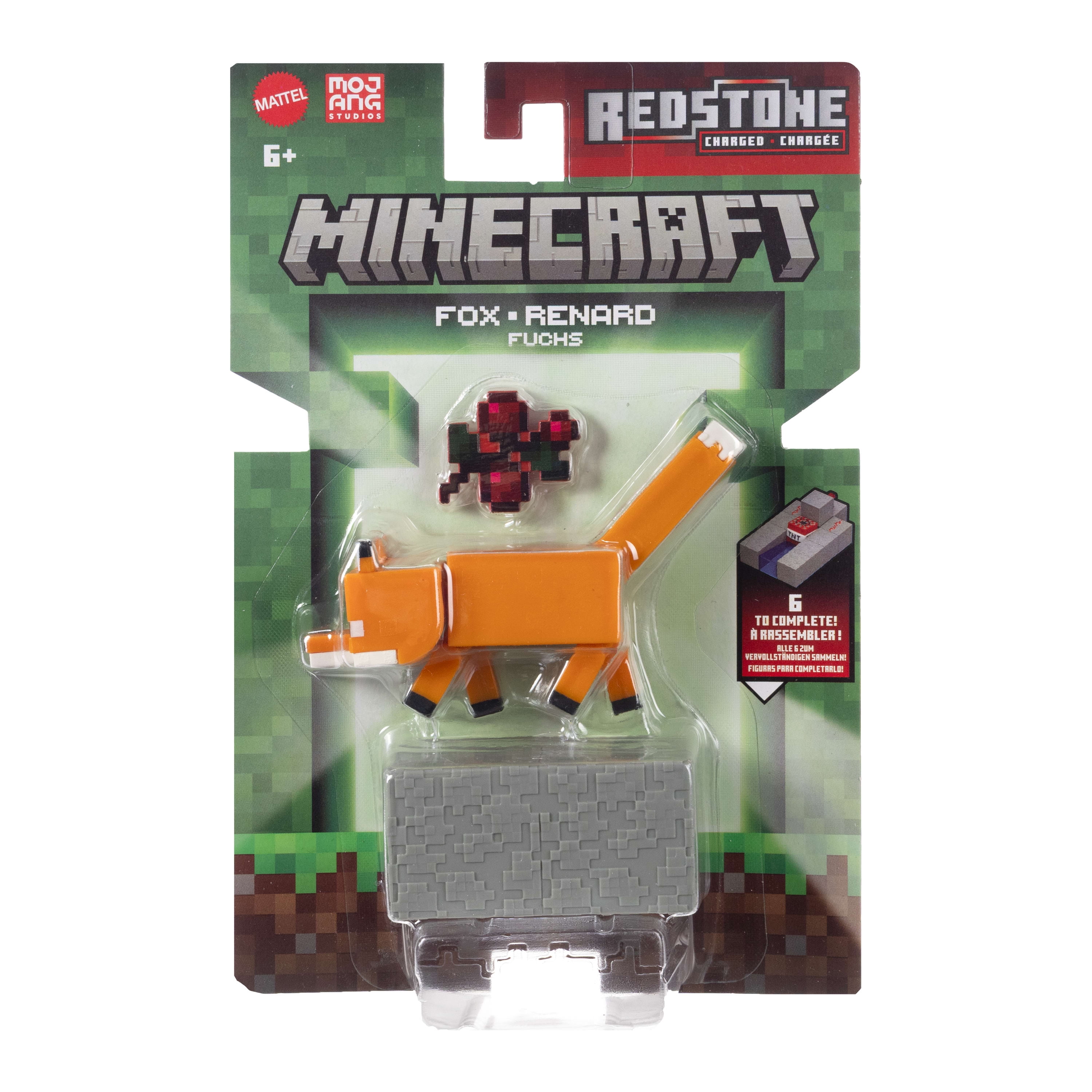 Minecraft Fox Action Figure & Accessory Set, 3.25-inch Scale Collectible Toy with Building Piece
