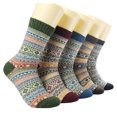 thumbnail image 1 of De Calcetines De Lana Para Mujeres Y Hombres, Estilo Vintage, Cálidos, Gruesos, Cómodos, De Punto, Informales, Suaves 5 Pares Serendint HA038859-00, 1 of 6