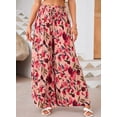 thumbnail image 6 of PTHTECHUS Womens Floral Wide Leg Pants With Pockets High Waist Adjustable Knot Loose Casual Trousers Business Work Casual Pants Loose Pants, 6 of 6