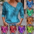 thumbnail image 5 of Dvprdro Women's Long Sleeve Floral Printed Blouse Fashion Lapel V Neck Buttons Elegant Work Shirts Top Loose Fit Casual T-Shirt Tops, 5 of 5