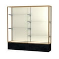 thumbnail image 2 of Waddell 573MB-SN-BM Monarch 72 x 72 x 16 in. Black Marble Base Lighted Floor Display Case, Mirror Back - Satin, 2 of 7