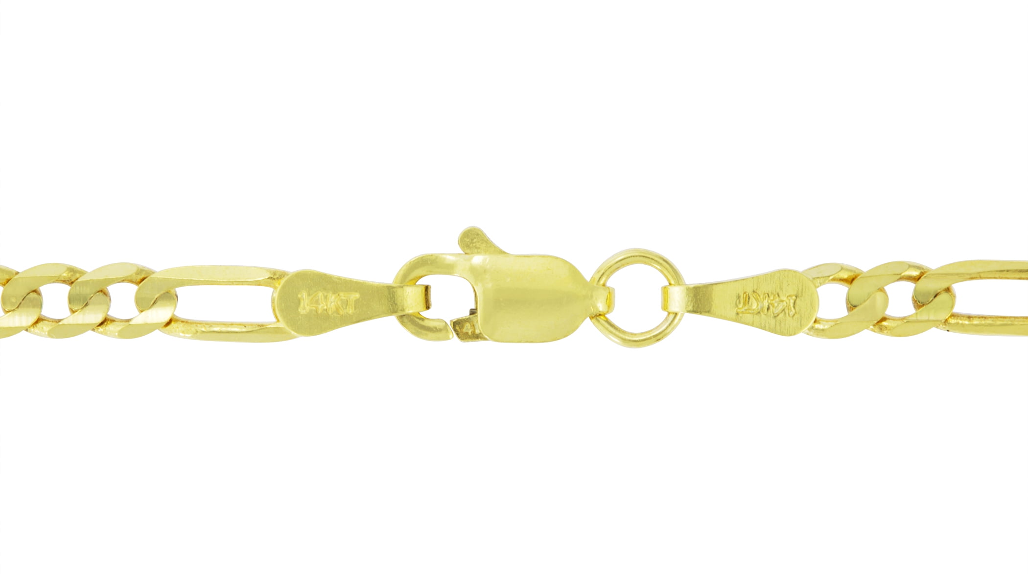 Nuragold 14k Real Yellow Gold Figaro Link 3.5mm Chain Bracelet (7"-9") Italian Jewelry for Men & Women