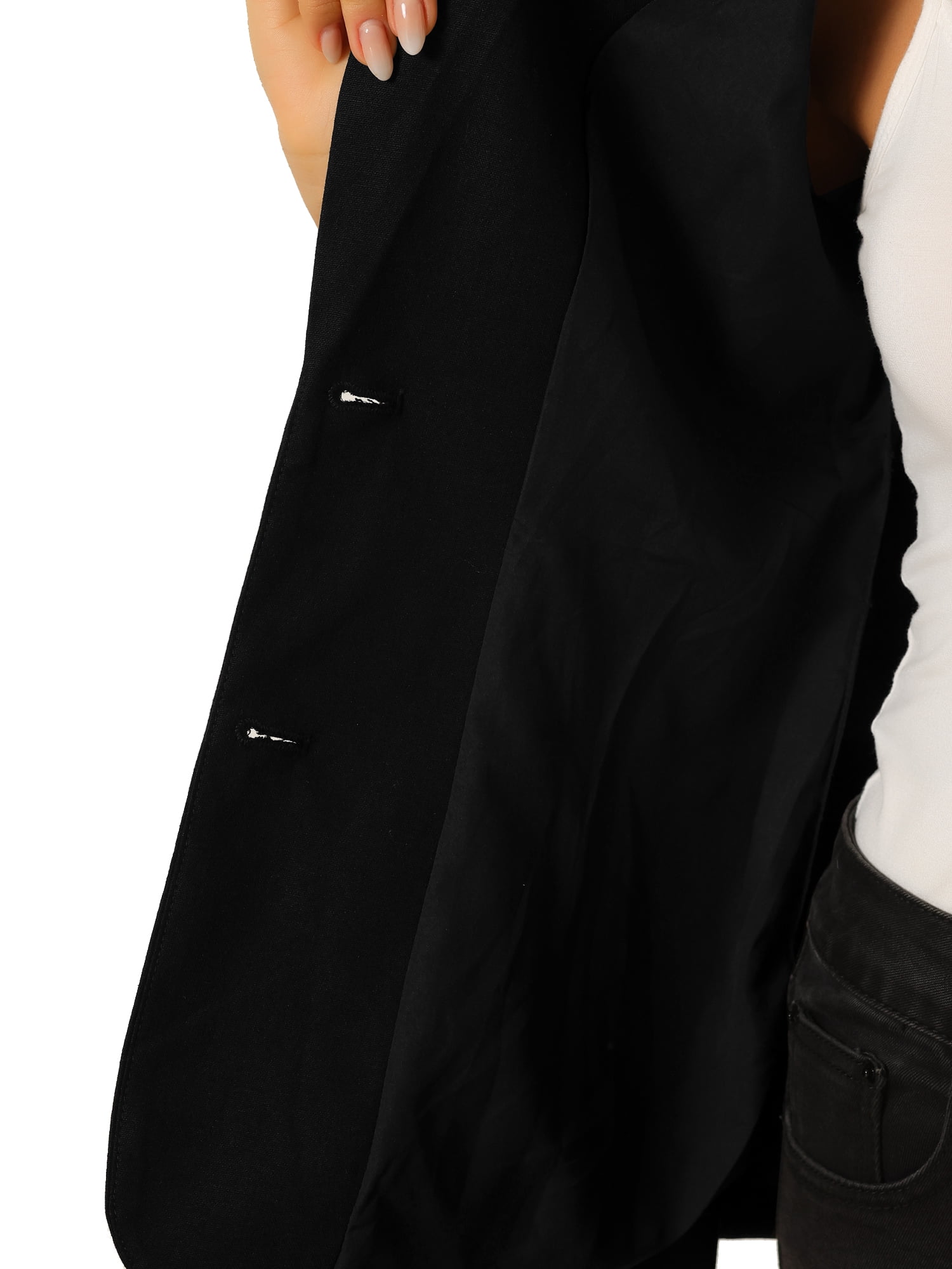 DARING DIVA Women's Cotton Linen Short Sleeve Blazer for Work Office L Black