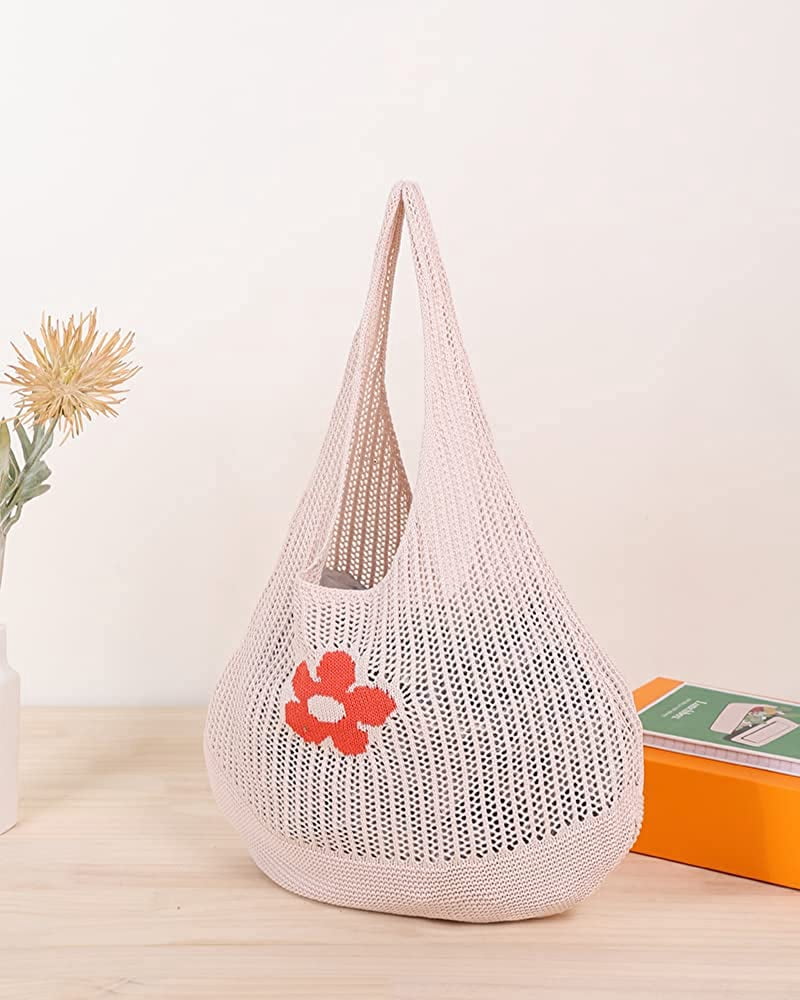 CoCopeaunts Womens Beach Tote Bags Shoulder Handbags knit bag Tote bag aesthetic Accessories for school Crocheted cute Tote bags