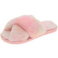 thumbnail image 1 of Cross Band Slippers Fuzzy Fluffy Non-skid Open Toe Slides Plush Sandals for Lady, 1 of 10