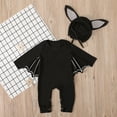 thumbnail image 5 of YunPes Infant Baby Bat Outfits My 1st Halloween Bodysuit Bat Winged Long Sleeve Jumpsuit with Hat Newborn Funny Party Role Play Family Photos, 5 of 6