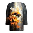 thumbnail image 5 of CYMMPU 3/4 Sleeve Blouses for Women Dressy Casual V Neck Summer Trendy Shirts Spring Tops Bee Printed Loose Fit T-Shirts Business Elegant Work Tops T-Shirts Multicolor XXXXXL, 5 of 5