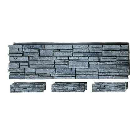 OTECKO 6 Pack Faux Stone Wall Panel 48 in x 13 in x 2 in Stacked Stone High Density Polyurethane Wall Siding Panels 24 sq ft, Easy Install, Interior/Exterior Iron Gray