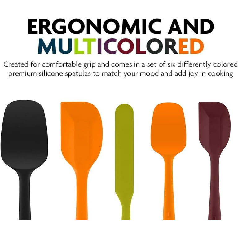 OVENTE 5 Multi Color Silicone Spatulas, Food Grade Rubber, Heat