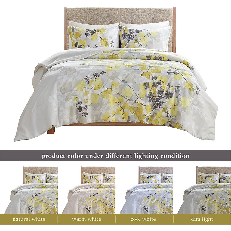 Yellow and Grey Comforter Set - Twin/Twin XL Size - Contemporary