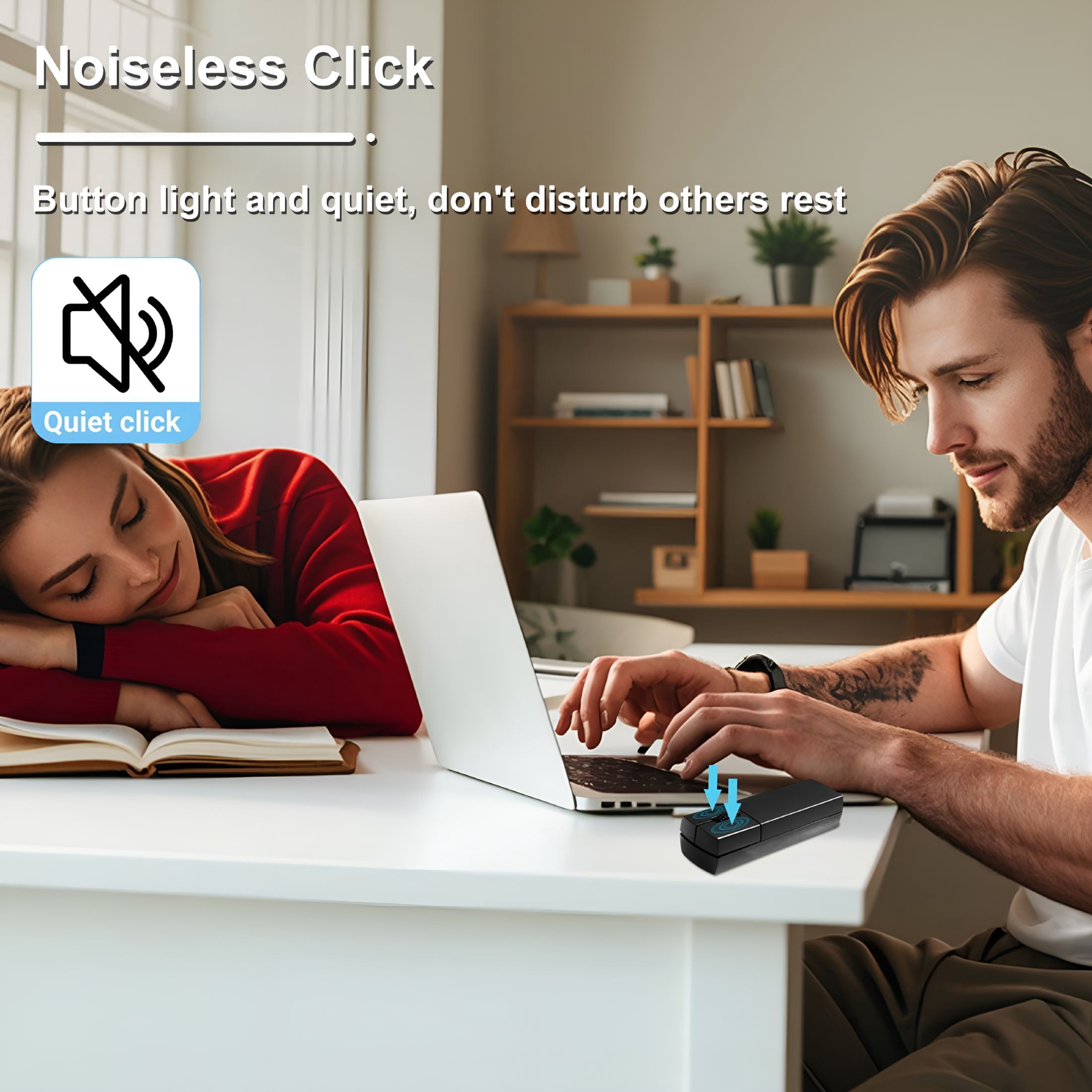 GJX Wireless Mouse Bluetooth Mini Silent Dual-Mode 2.4Ghz&Bluetooth Computer Mice with Case Rechargeable Portable Small Wireless Mouse for Laptop Pc Desktop Macbook Tablet Kids Gift,Black