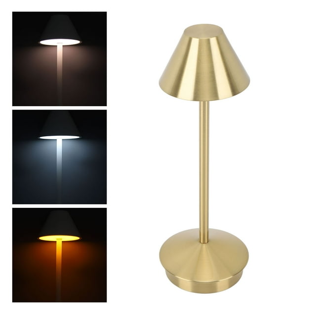 Lampe de Table Sans Fil Style Moderne Art en Fer 3 Couleurs Gradation Continue 2000mAh Lampe de Bureau Portable LED avec Port de Charge USB C pour Restaurant Chambre Table Basse