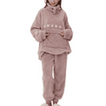thumbnail image 2 of Defitshape Women's Long Sleeve Fuzzy Pajamas Cute Heavy Flannel Baggy Pjs 2 Piece Lounge Outfit Thick Fleece Extra Warm Sweatsuit Cozy Loungewear Fluffy Winter Pj Set Pink X-Large, 2 of 4