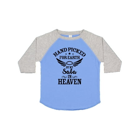 

Inktastic Handpicked for Earth By My Saba in Heaven with Angel Wings Gift Toddler Boy or Toddler Girl T-Shirt