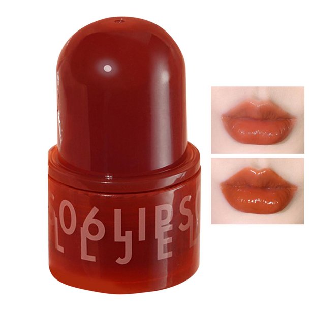 Lápiz labial con espejo Bear Seal, duradero, hidratante, antiadherente, vaso transparente, esmalte de labios, té, marrón rojizo, brillo de labios con color