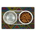 thumbnail image 1 of Geometric Pet Mat for Food and Water, Modern Design in Rainbow Colors Triangles Retro 80s Like Pattern Image Artwork, Non-Slip Rubber Mat for Dogs and Cats, 18" X 12", by Ambesonne, 1 of 2