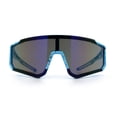 thumbnail image 5 of Boys Color Mirror 80s Paint Splatter Print Plastic Rimless Shield Sport Sunglasses Blue - Navy Mirror, 5 of 8