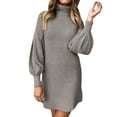 thumbnail image 2 of Womens Turtleneck Sweater Dress Ladies Long Sleeve Jumper Mini Dresses Ladies Turtleneck Sweater Dress, 2 of 5
