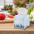 thumbnail image 4 of POLERO Decorative Tissue Box Cover Square, Waterproof PU Leather Car Tissue Holder with Winter Tree Print Facial Napkin Organizer on Table and Bathroom, Office, 4 of 7