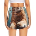 thumbnail image 2 of Lsque Floating Cat And Donuts Printed Women's Running Shorts with Liner Pockets,Elastic Quick Dry Workout Athletic Gym Yoga Shorts,Womens High Waist Shorts-Small, 2 of 9