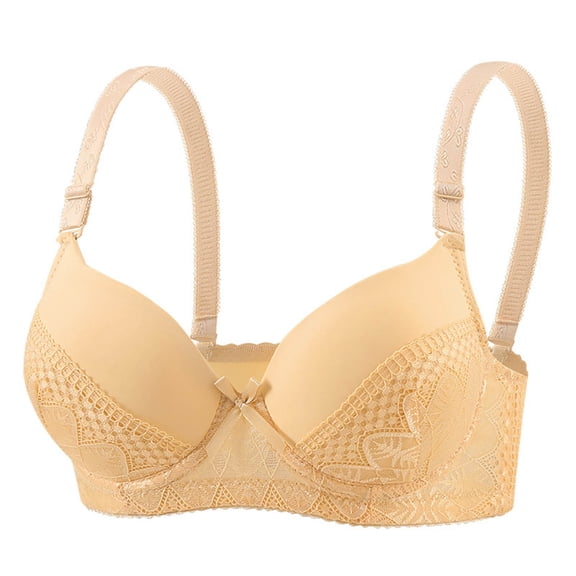 Fatuov Full Coverage Lace Bras for Women Adjustable Straps Comfortable Everyday Bras for Office Wear Push Up Wireless Lightly Lined Bra 36B