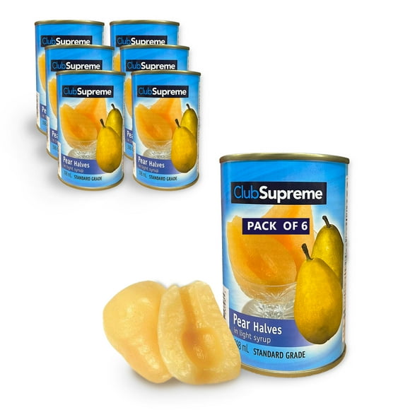 Club Supreme Canned Fruit ( 6 Pack)- Pear Halves In Light Syrup 398Ml / 14 Fl Oz