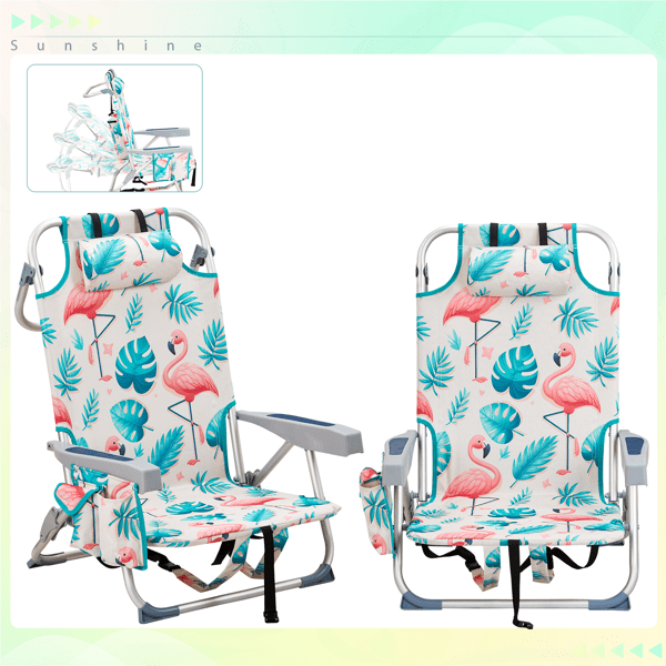 Beach Chair, Short Aluminum Tube Bearing 100kg Oxford Cloth Silver, 63*65*82cm White