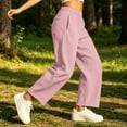 thumbnail image 6 of Sweatpants for Women Wide Leg Elastic Waist Thin Fleece Lounge Pants Pink Loose Gym Workout Pants Size M, 6 of 9