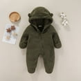 thumbnail image 4 of Unisex Baby Snowsuit Bear Ear Hooded Jumpsuit Fleece Romper Toddler Winter Front Zipper Hooded Coat Outfits Casual Holiday Party Warm Jumpsuit Daily, 4 of 8