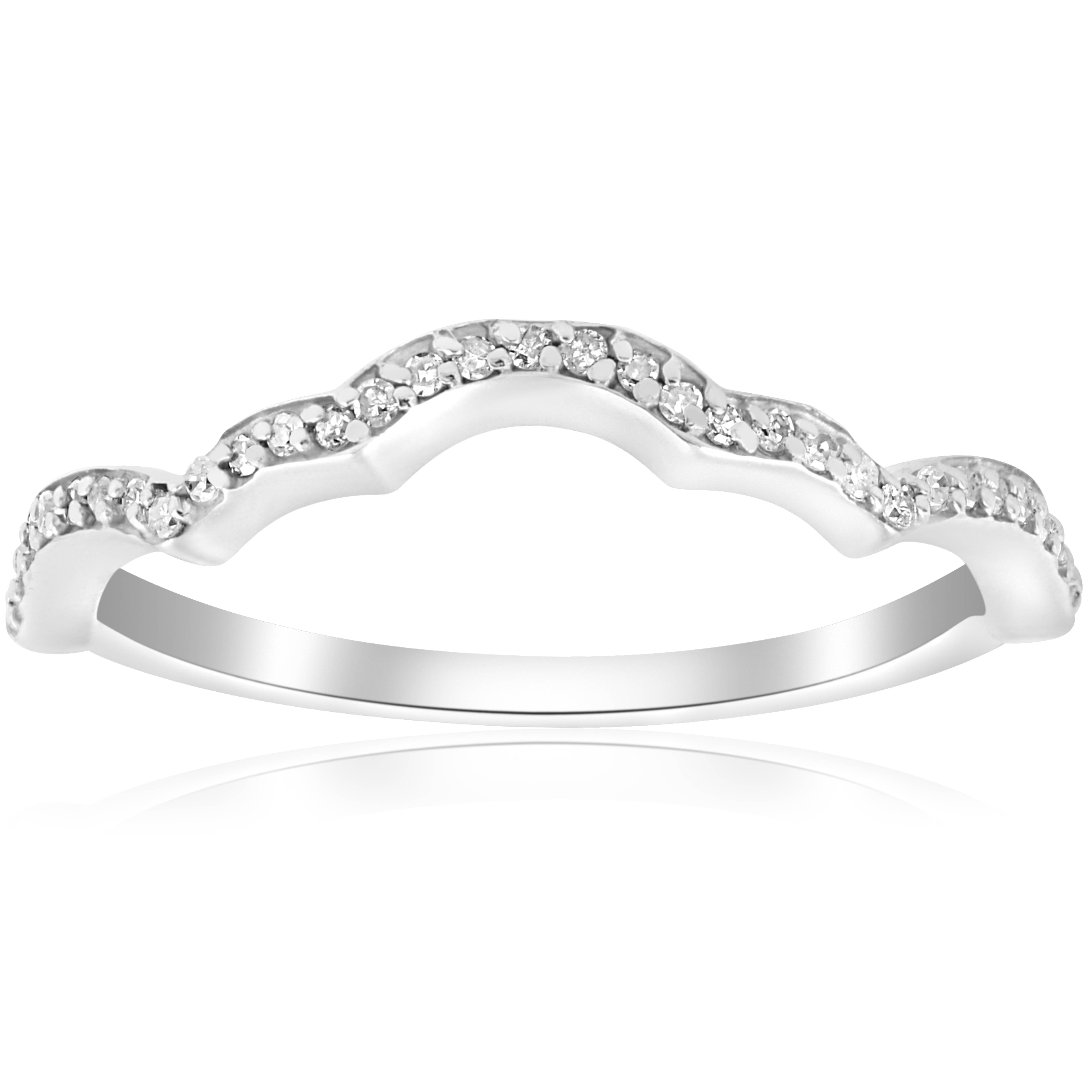 Pompeii3 1/5ct Diamond Curved Wedding Ring Enhancer 14K White Gold