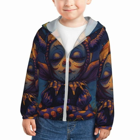 

Lukts Dreamy Jester Under Stars Print Children s Long-Sleeved Sun Protection Clothing Hooded Sweatshirts for Boys and Girls Outdoor Sports-2 Years