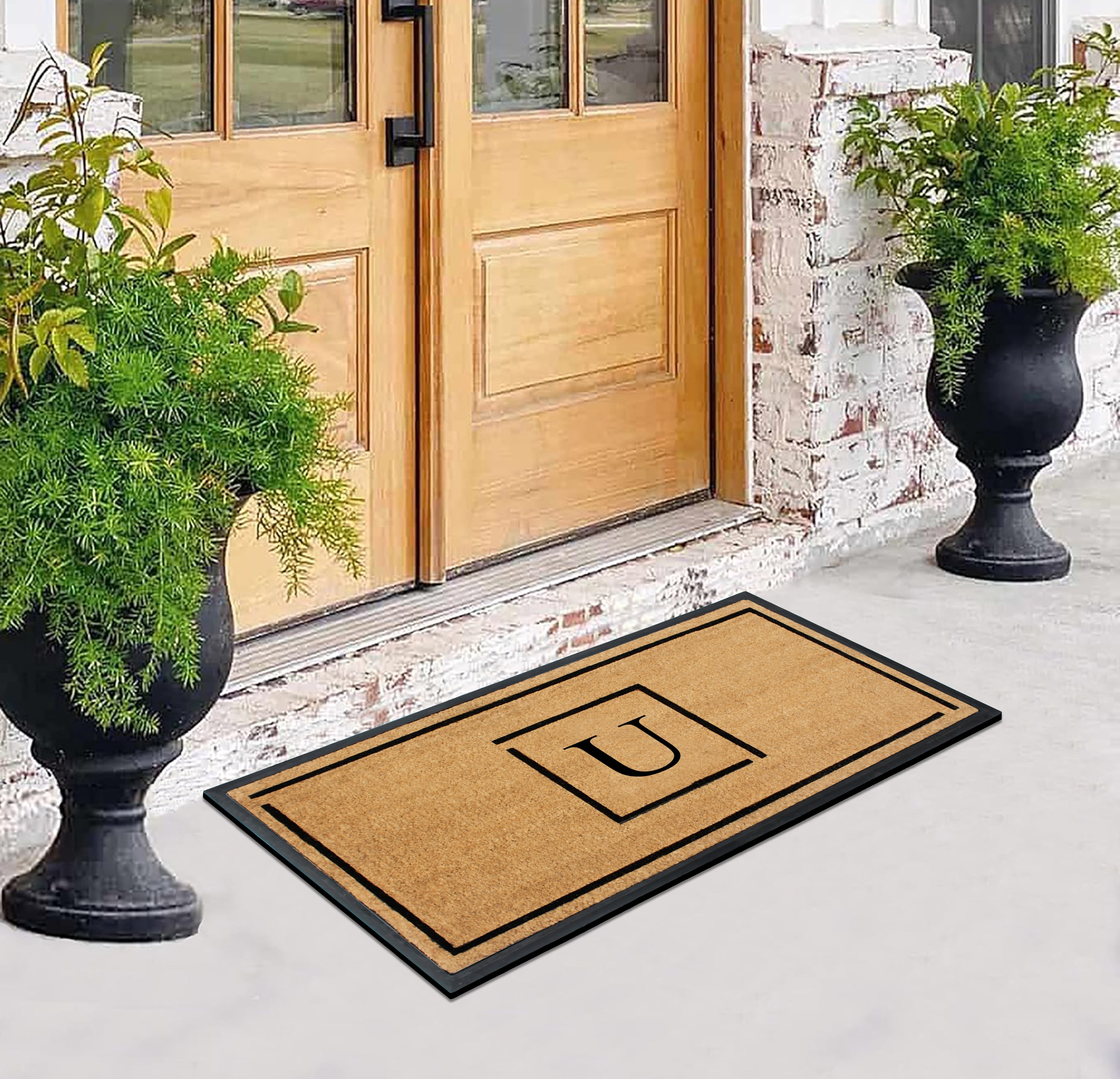 A1 Home Collections Hand-Crafted Rubber Coir Doormat Double/Single Door Mat for Outdoor 24x48 inch