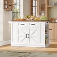 thumbnail image 4 of Homfa 47.2'' Kitchen Island with Drop Leaf and Charging Station, Portable Kitchen Island with Storage and 2 Seating, White Rolling Cart with Wheels for Kitchen, Dining Table for 2, 4 of 9