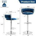 thumbnail image 4 of DREAMSIDEA Swivel Bar Stools Set of 2 Modern Velvet Upholstered High Back Adjustable Bar Chairs with Silver Footrest for Kitchen Counter Square Island, Navy Blue, 4 of 5