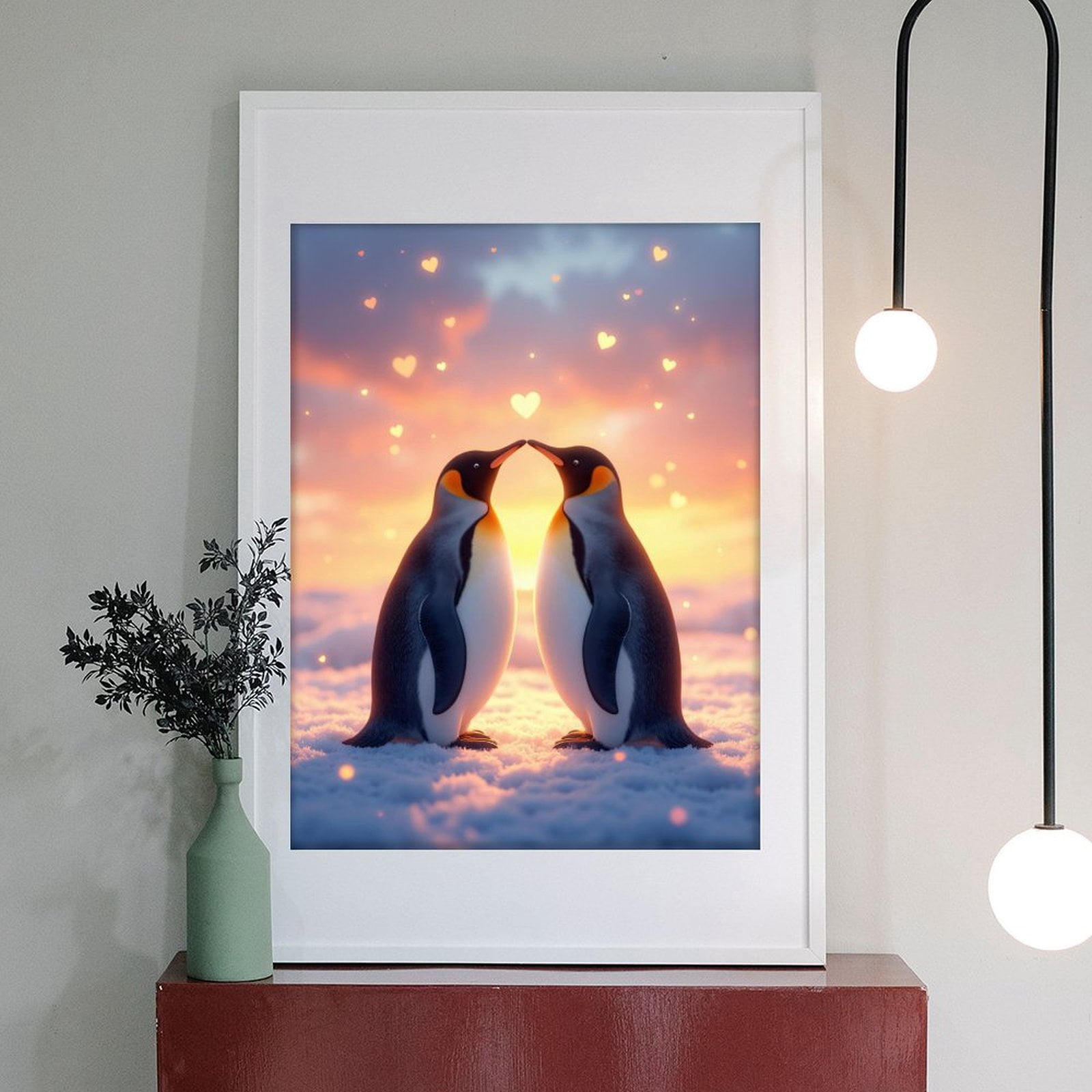 Diamond Art Kit for Adults, Penguins Sunset Love Hearts Snow Diamond Painting for Adults Beginners, DIY Diamond Art Painting Kits, 5D Diamond Painting Crafts for Home Decor 12x16 Frameless