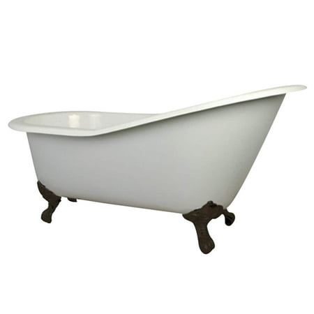 Kingston Brass Vintage Slipper 61-inch Cast-iron Clawfoot Tub with 7-inch Drillings in Naples Bronze