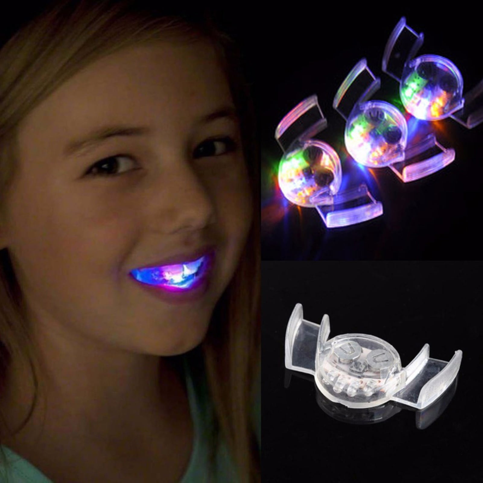 Walbest 1 Piece Flashing LED Light Up Mouth Brace, Transparent Glow